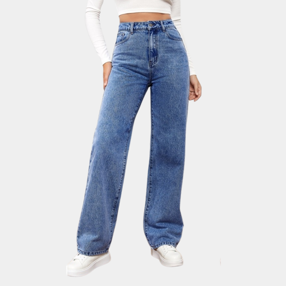Women's High-Waisted Straight-Leg Jeans – Full-Length Classic Denim