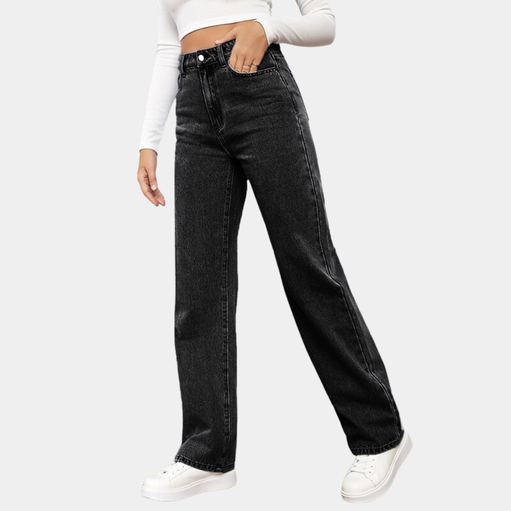 Women's High-Waisted Straight-Leg Jeans – Full-Length Classic Denim