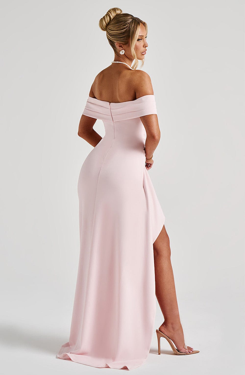Blush Pink Satin Cowl Maxi Dress – Elegant Evening Gown | Meave & Ivy