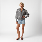 Paisley Print Zip-Up Roll Neck Cardigan – Oversized