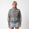 Paisley Print Zip-Up Roll Neck Cardigan – Oversized