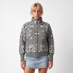 Paisley Print Zip-Up Roll Neck Cardigan – Oversized