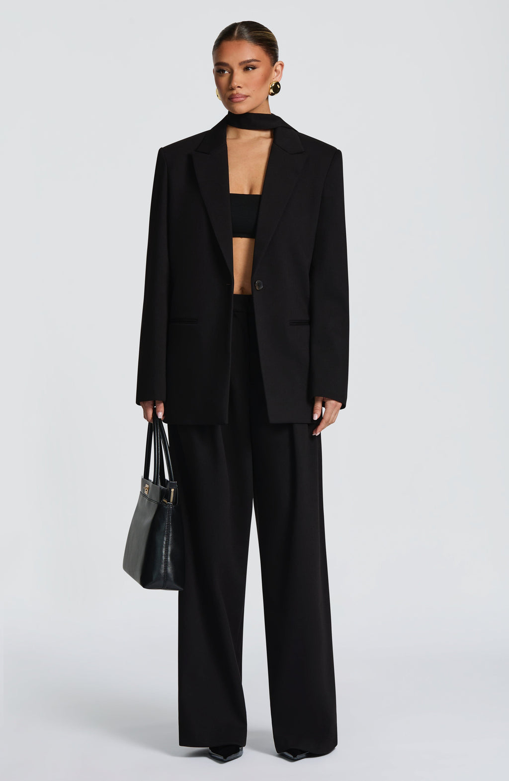 Black High-Waist Wide-Leg Tailored Trousers – Women's Suit Pants | Meave & Ivy