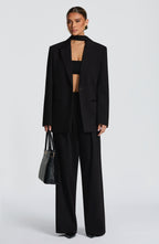 Black High-Waist Wide-Leg Tailored Trousers – Women's Suit Pants | Meave & Ivy