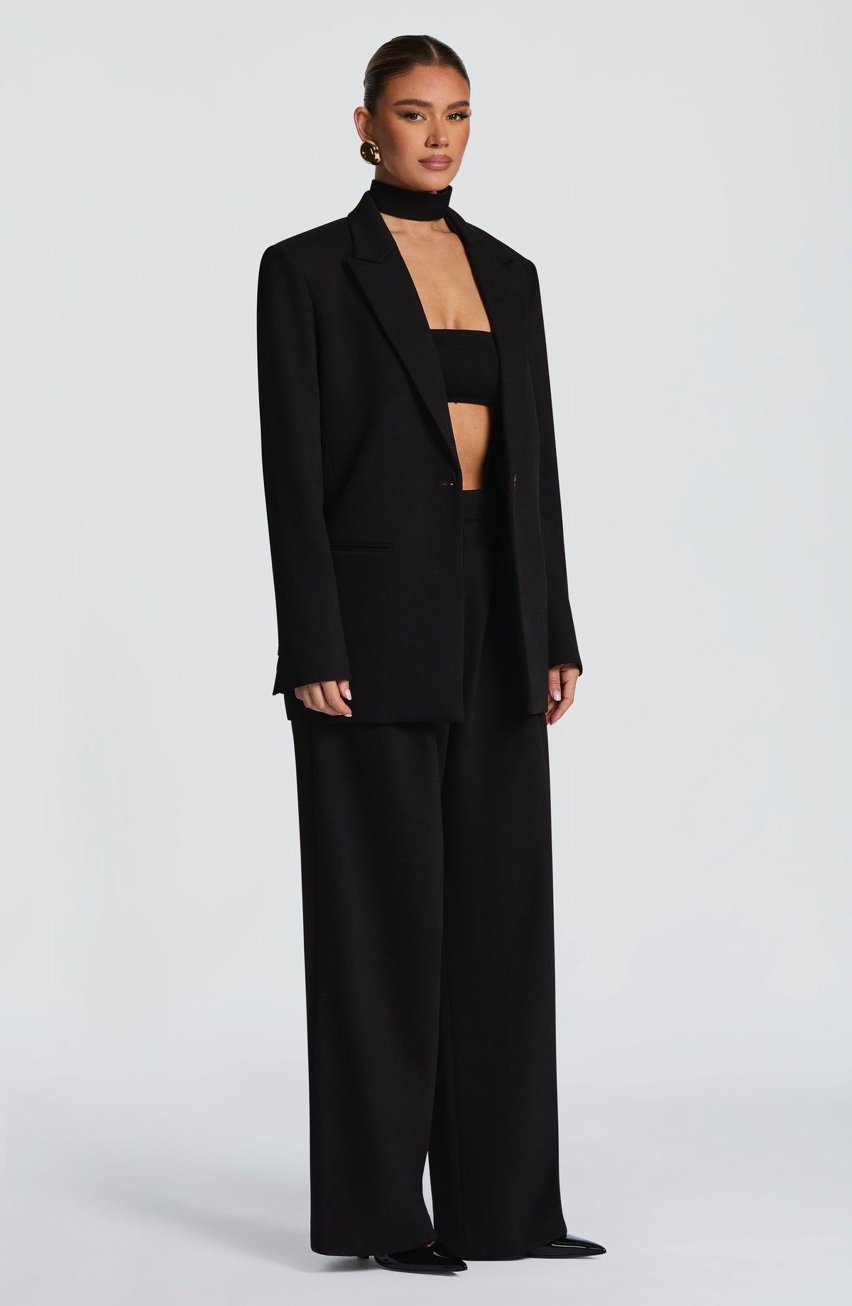 Black High-Waist Wide-Leg Tailored Trousers – Women's Suit Pants | Meave & Ivy