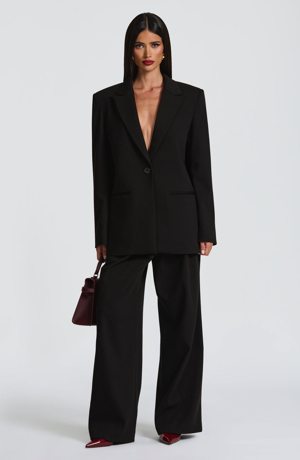 Black High-Waist Wide-Leg Tailored Trousers – Women's Suit Pants | Meave & Ivy