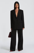 Black High-Waist Wide-Leg Tailored Trousers – Women's Suit Pants | Meave & Ivy