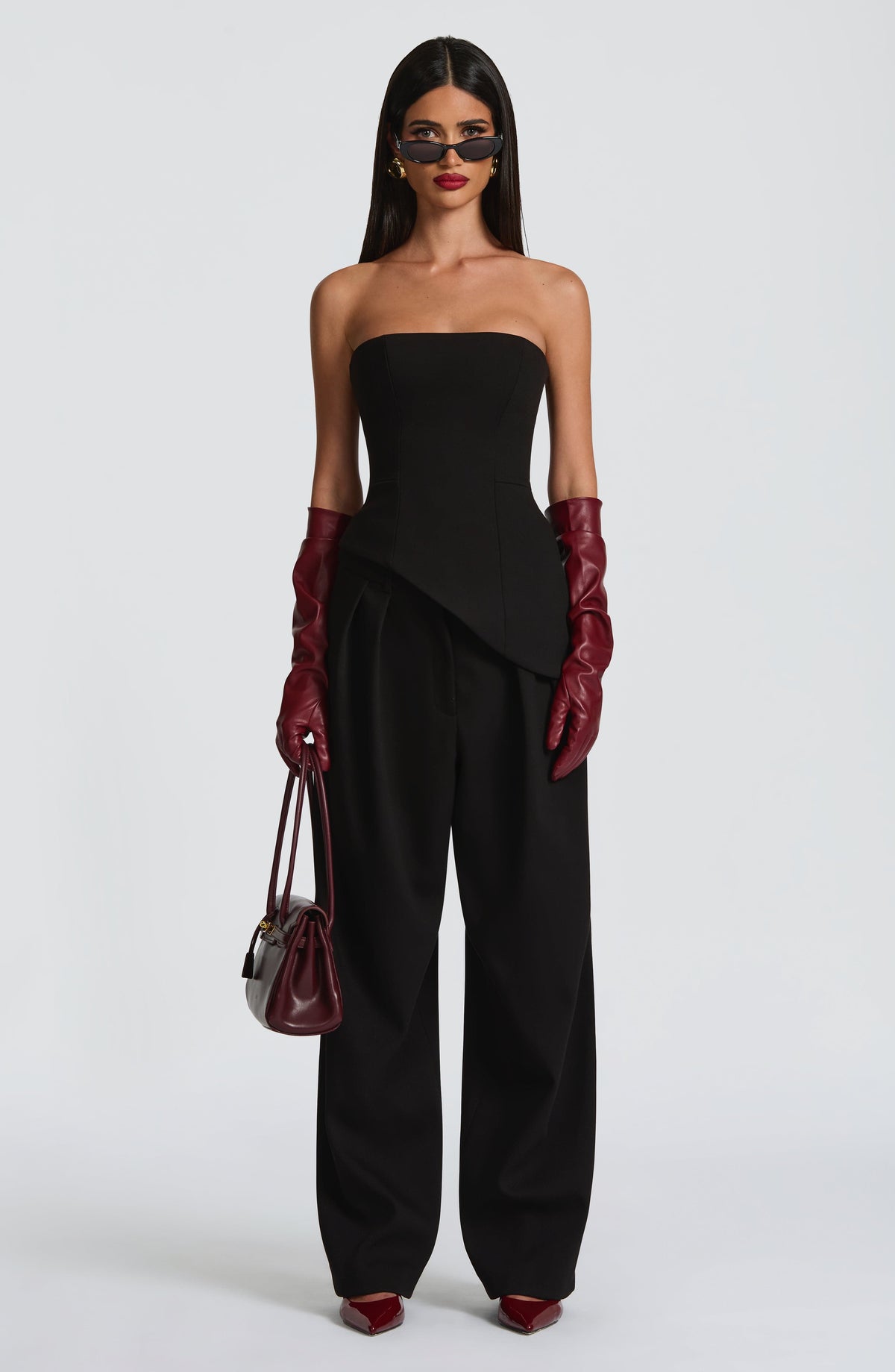 Black High-Waist Wide-Leg Tailored Trousers – Women's Suit Pants | Meave & Ivy