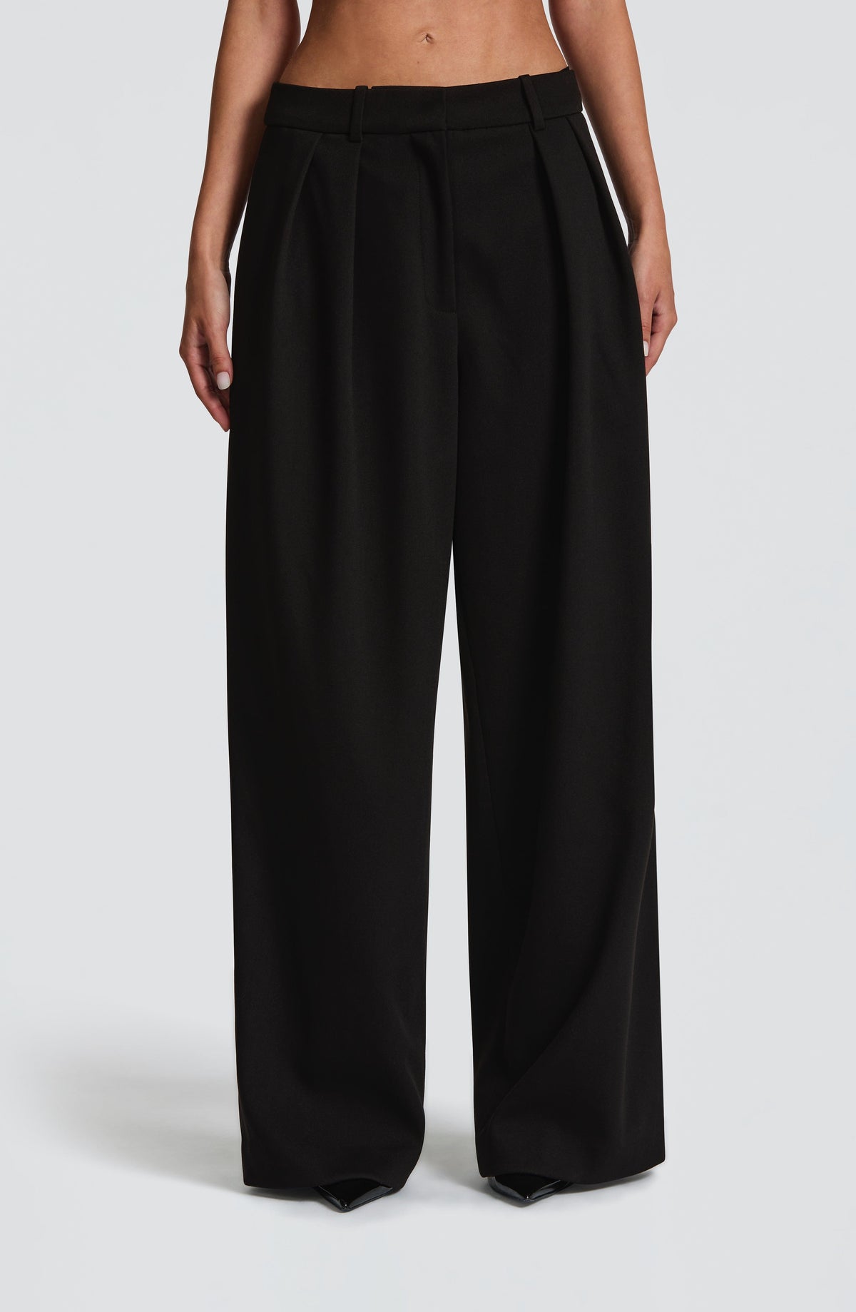 Black High-Waist Wide-Leg Tailored Trousers – Women's Suit Pants | Meave & Ivy
