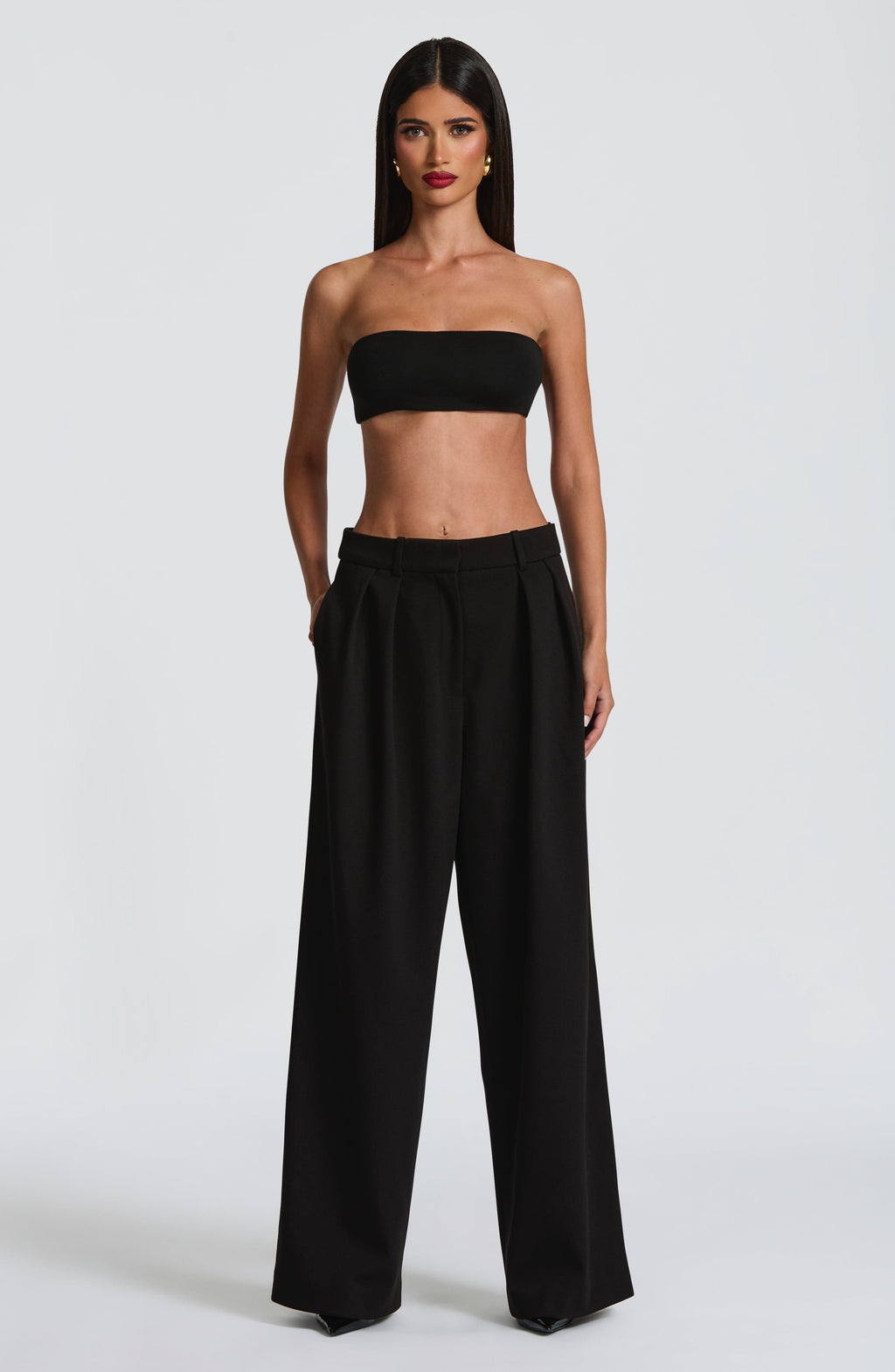 Black High-Waist Wide-Leg Tailored Trousers – Women's Suit Pants | Meave & Ivy