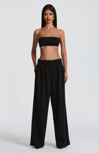 Black High-Waist Wide-Leg Tailored Trousers – Women's Suit Pants | Meave & Ivy