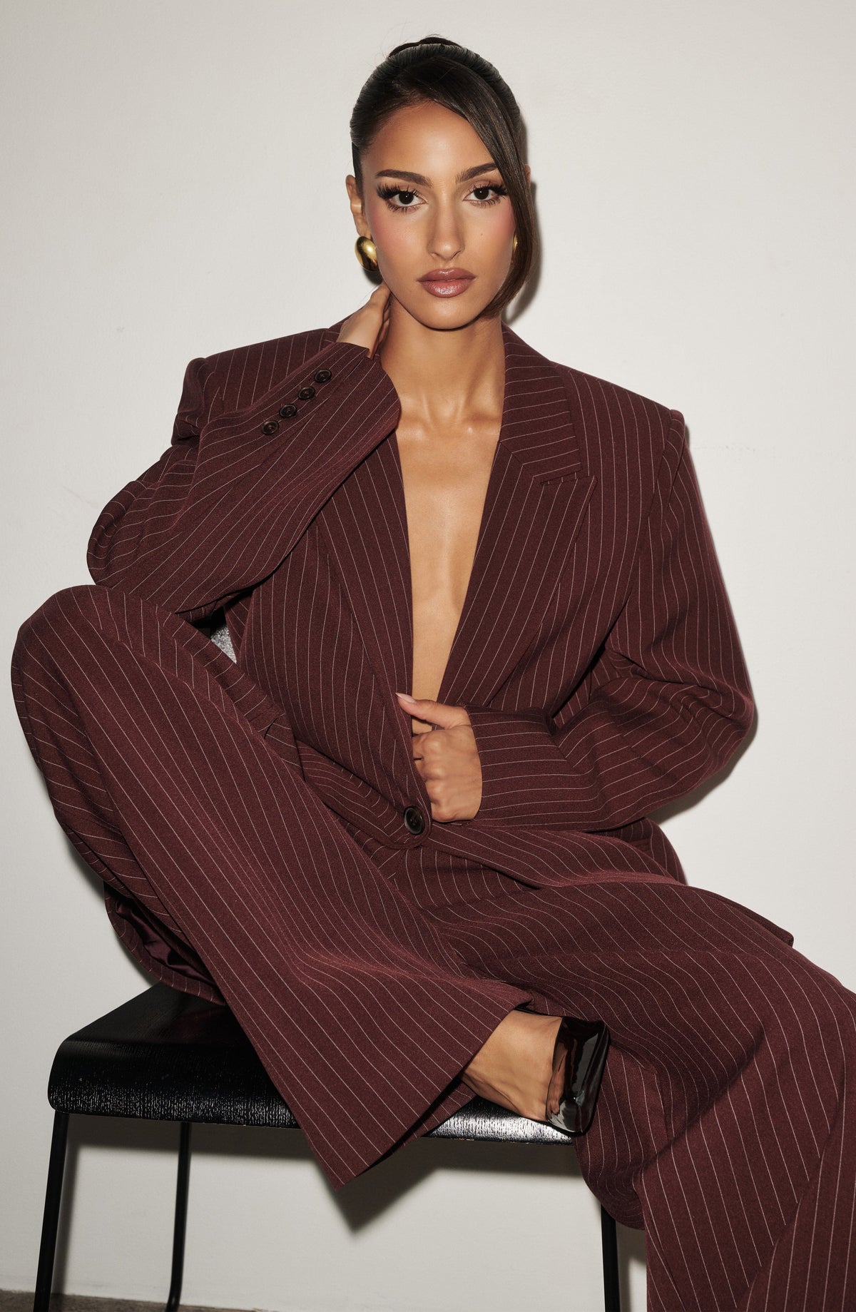 Ivory High-Waist Wide-Leg Tailored Trousers | Meave & Ivy