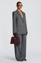 Grey Marl High-Waist Wide-Leg Tailored Trousers | Meave & Ivy