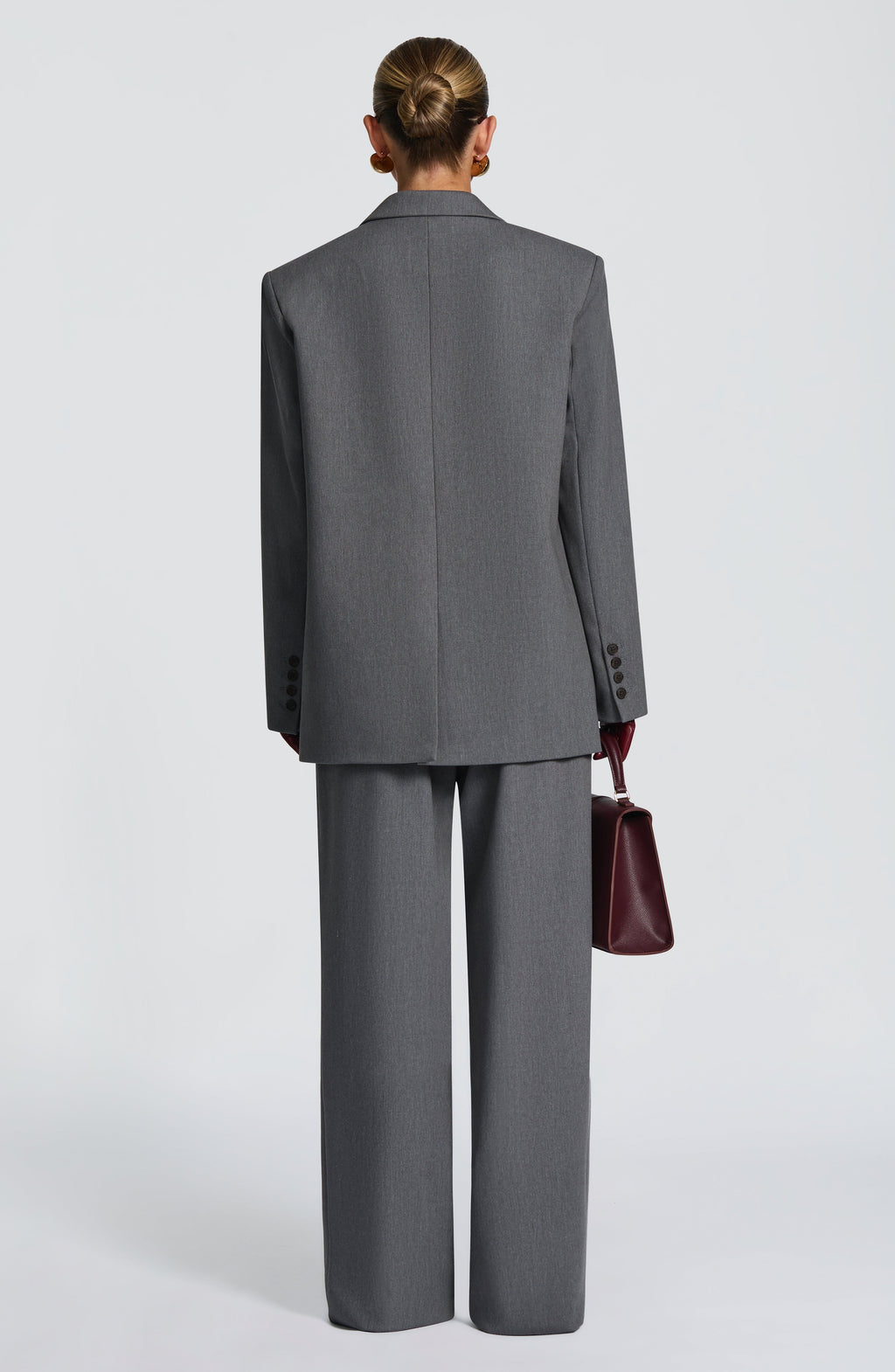 Grey Marl High-Waist Wide-Leg Tailored Trousers | Meave & Ivy