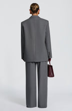 Grey Marl High-Waist Wide-Leg Tailored Trousers | Meave & Ivy