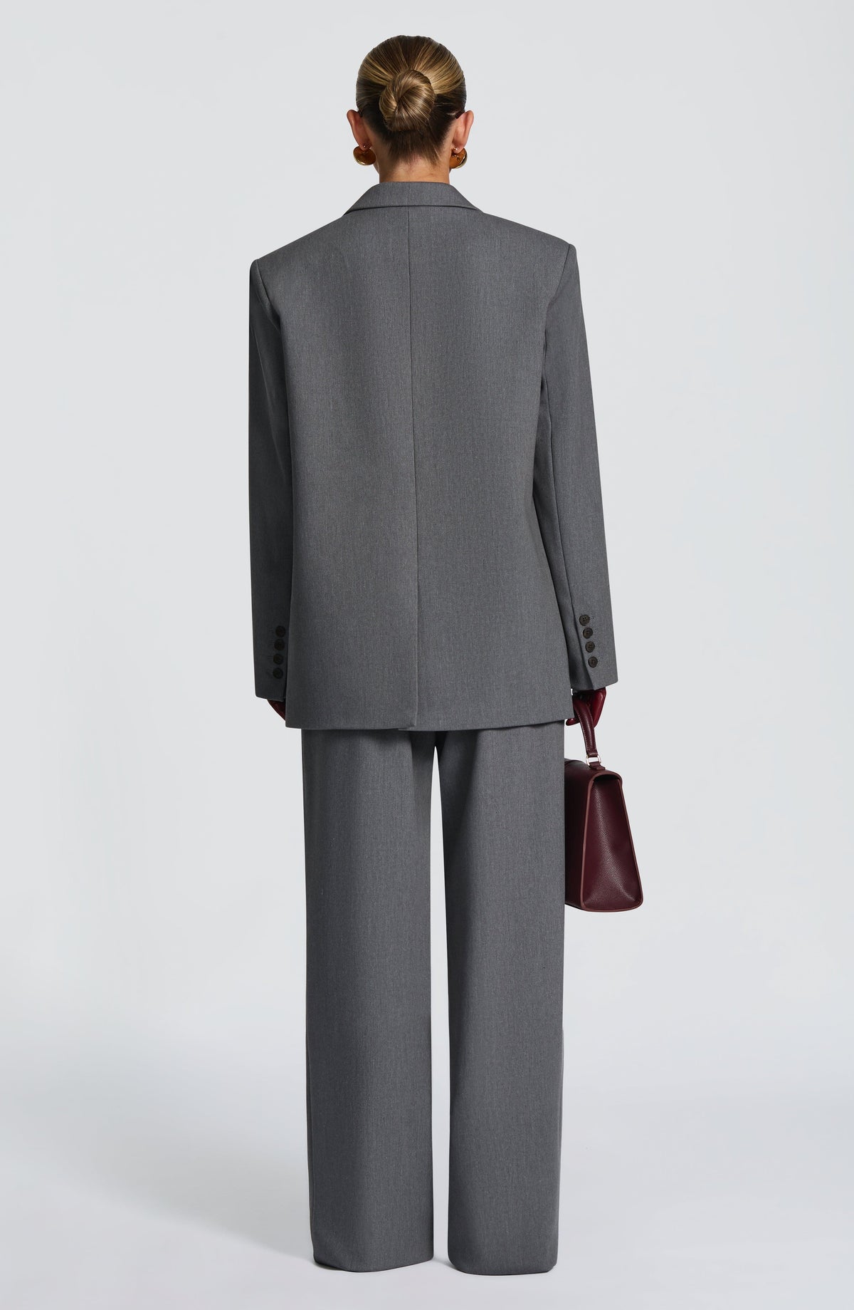 Grey Marl High-Waist Wide-Leg Tailored Trousers | Meave & Ivy