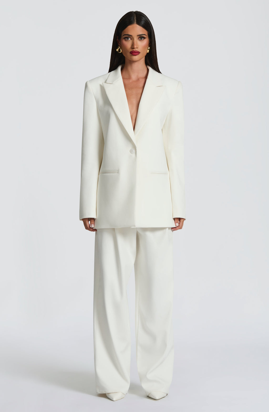 Camel High-Waist Wide-Leg Tailored Trousers | Meave & Ivy