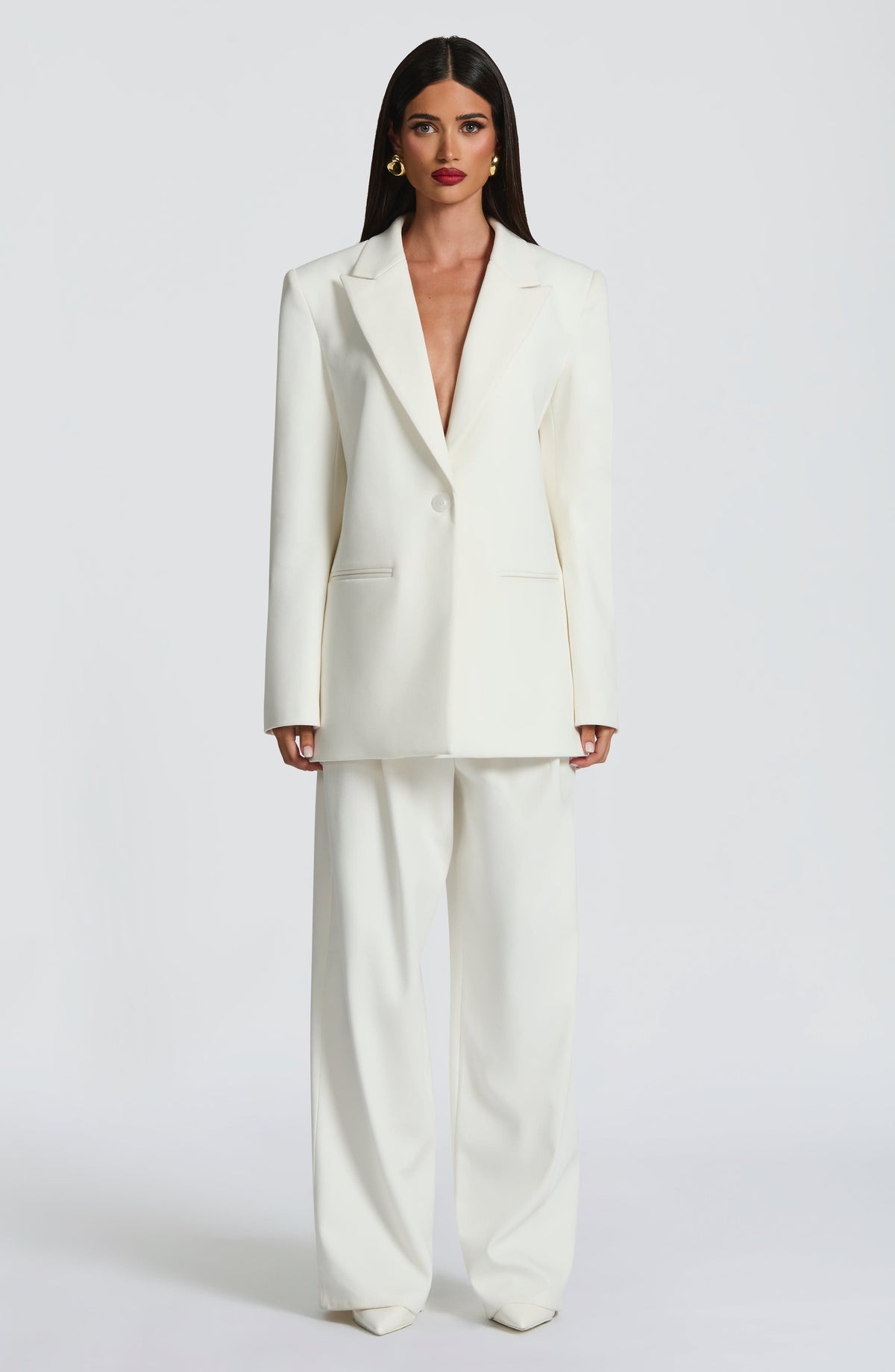 Camel High-Waist Wide-Leg Tailored Trousers | Meave & Ivy