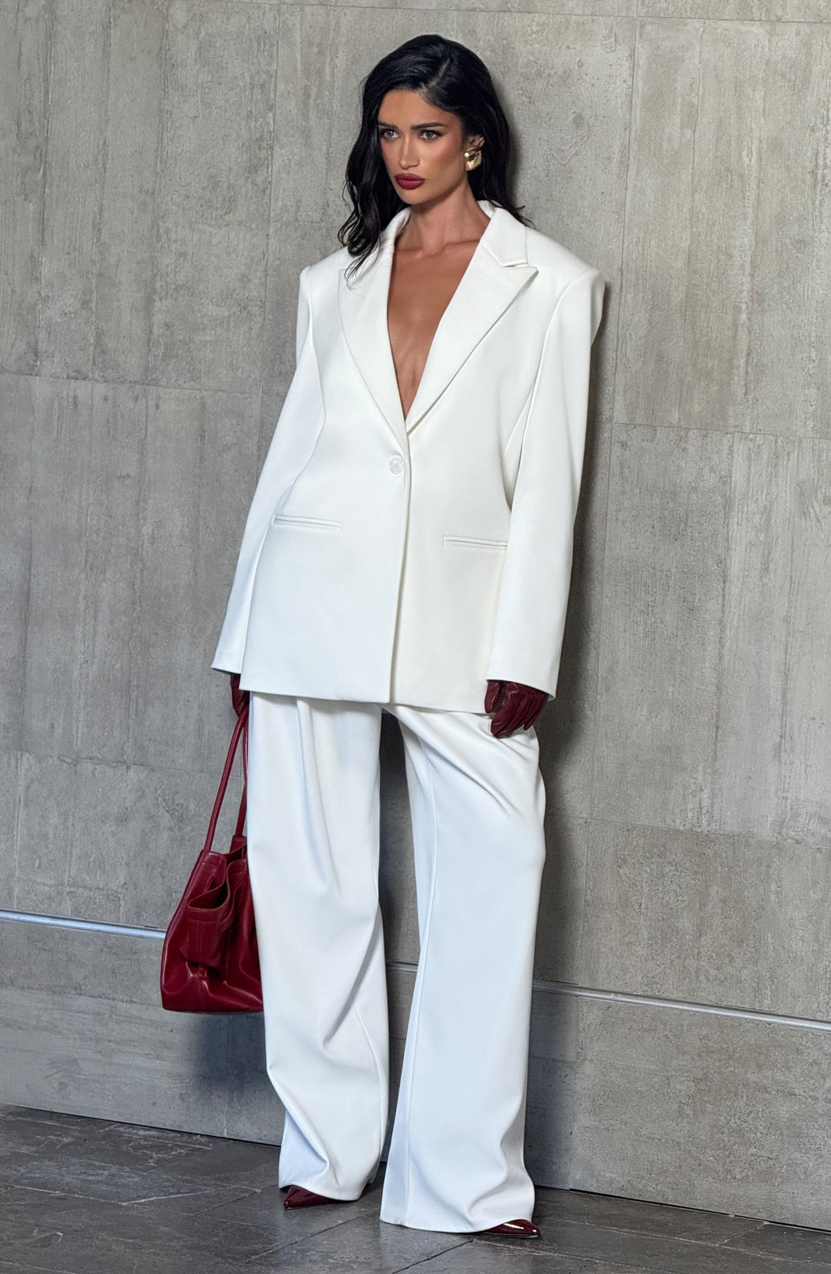 Camel High-Waist Wide-Leg Tailored Trousers | Meave & Ivy
