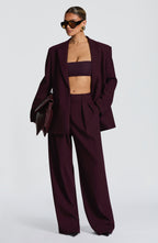 Plum High-Waist Wide-Leg Tailored Trousers | Meave & Ivy