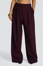 Plum High-Waist Wide-Leg Tailored Trousers | Meave & Ivy