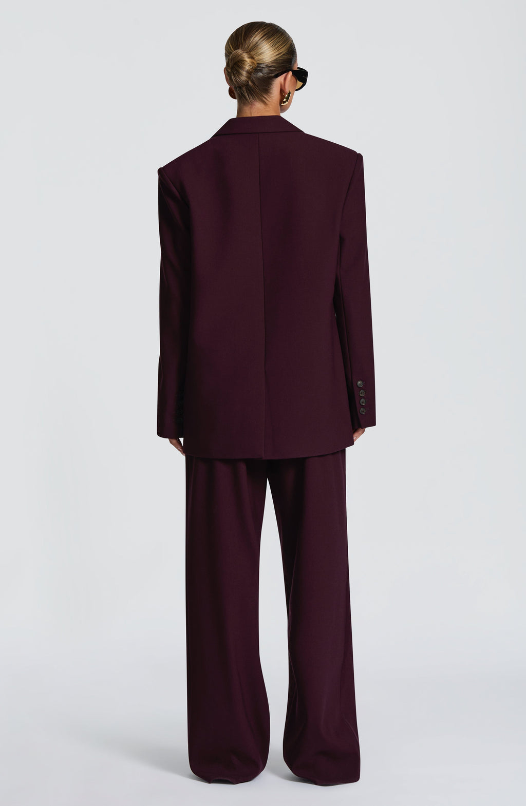 Plum High-Waist Wide-Leg Tailored Trousers | Meave & Ivy