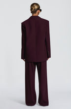 Plum High-Waist Wide-Leg Tailored Trousers | Meave & Ivy