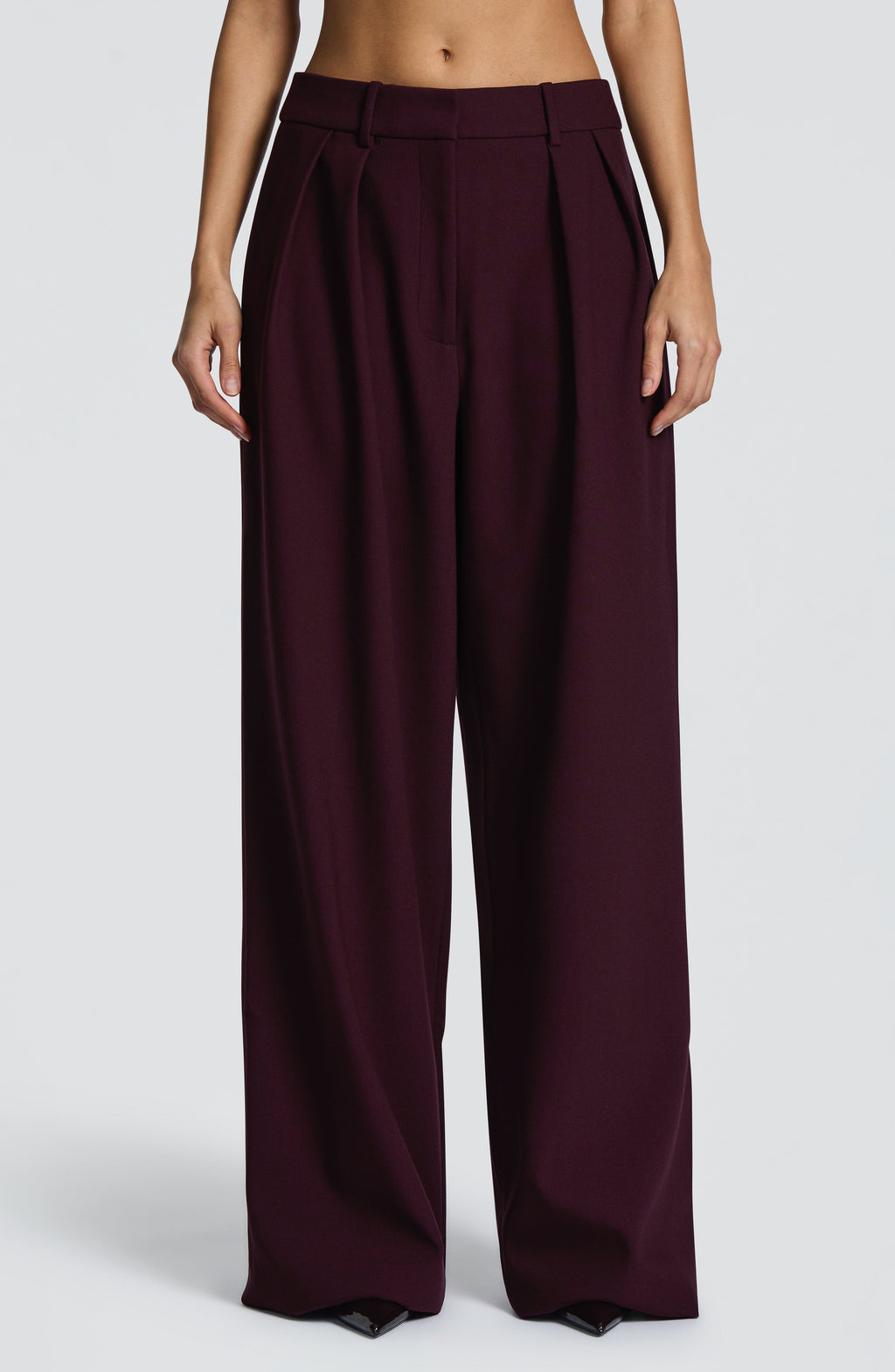 Plum High-Waist Wide-Leg Tailored Trousers | Meave & Ivy