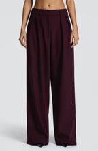 Plum High-Waist Wide-Leg Tailored Trousers | Meave & Ivy