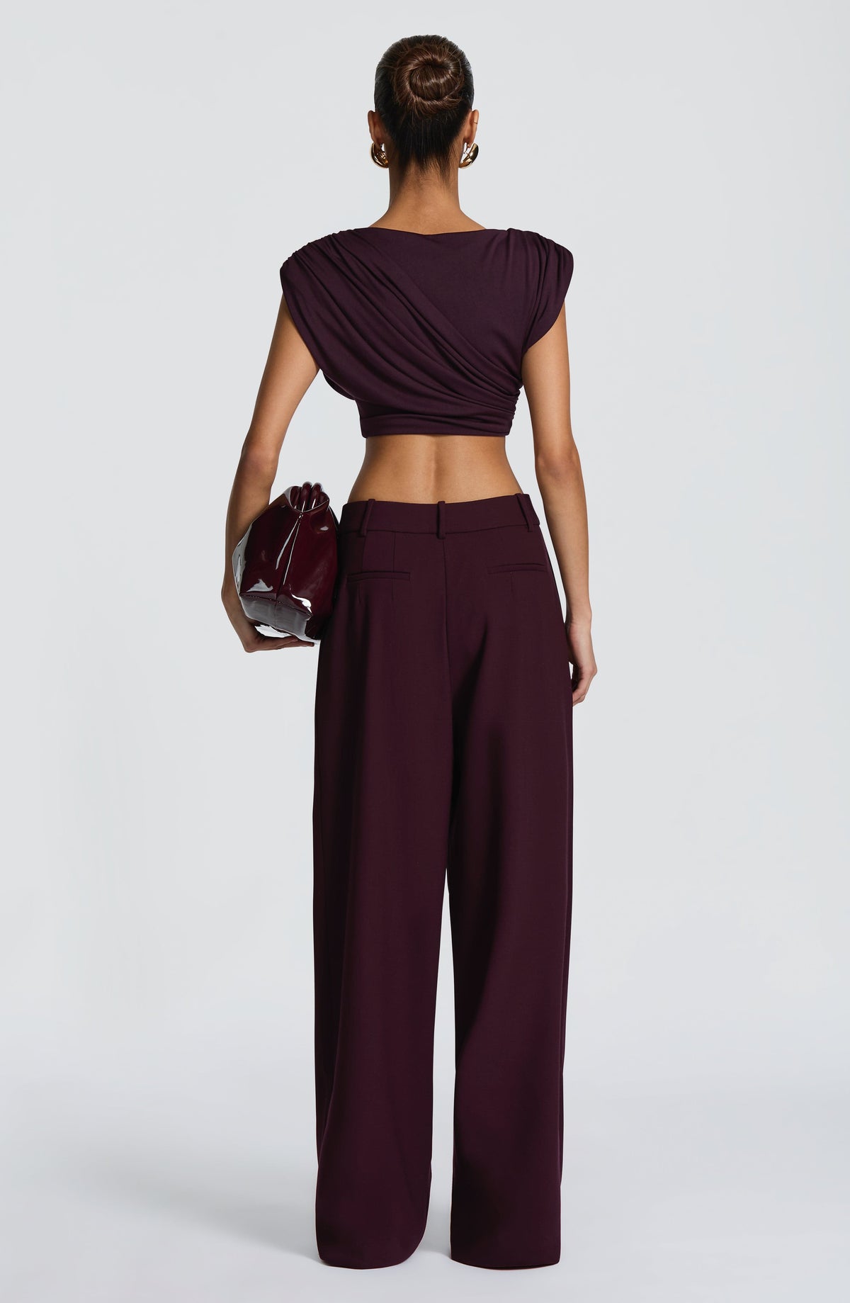 Plum High-Waist Wide-Leg Tailored Trousers | Meave & Ivy