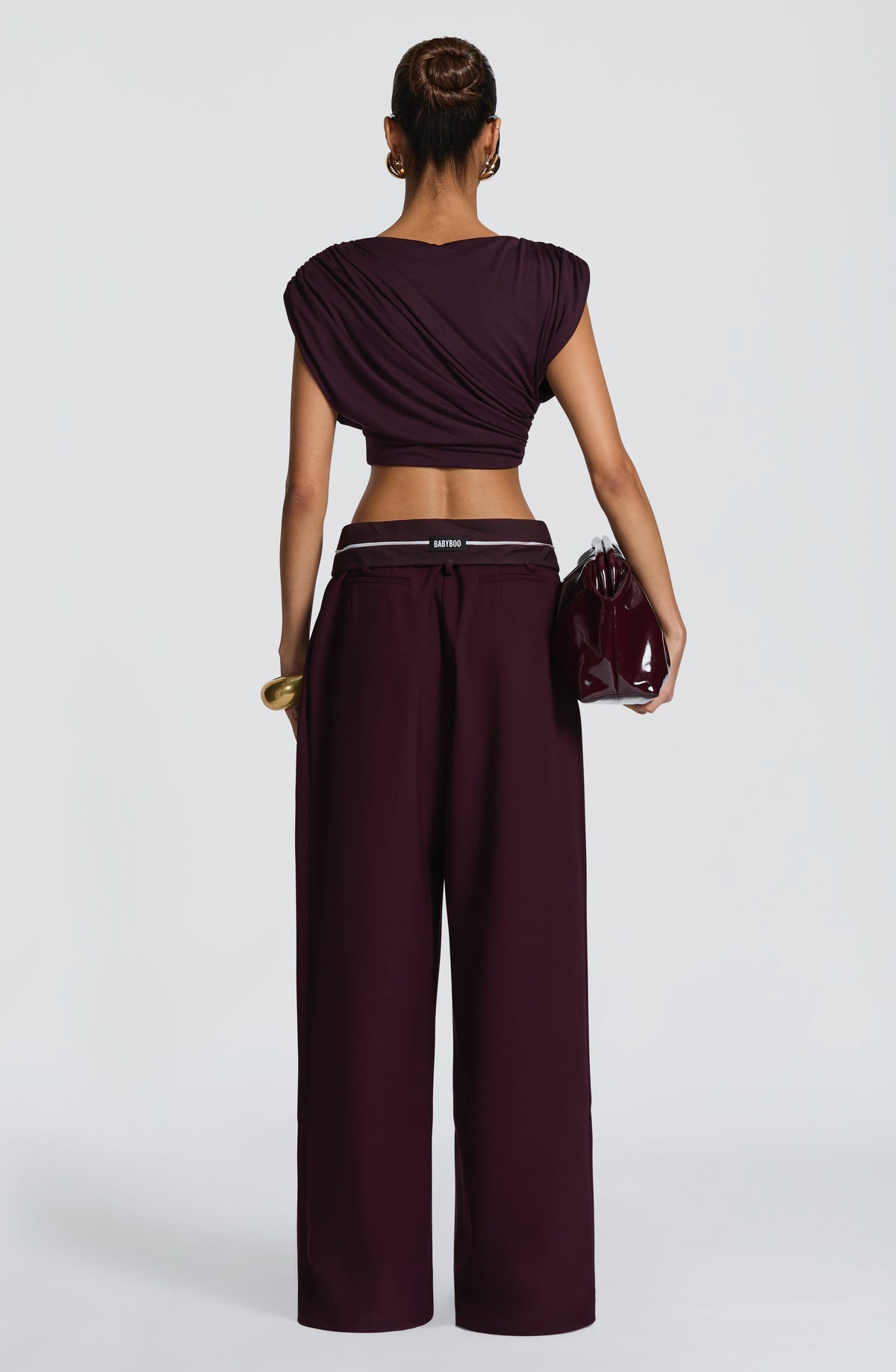 Plum High-Waist Wide-Leg Tailored Trousers | Meave & Ivy