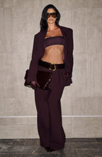 Plum High-Waist Wide-Leg Tailored Trousers | Meave & Ivy
