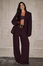 Plum High-Waist Wide-Leg Tailored Trousers | Meave & Ivy