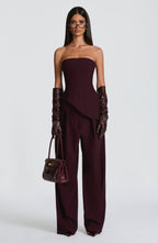 Plum High-Waist Wide-Leg Tailored Trousers | Meave & Ivy