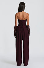 Plum High-Waist Wide-Leg Tailored Trousers | Meave & Ivy