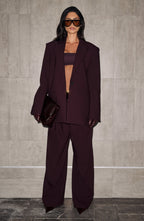 Plum High-Waist Wide-Leg Tailored Trousers | Meave & Ivy
