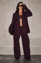 Plum High-Waist Wide-Leg Tailored Trousers | Meave & Ivy