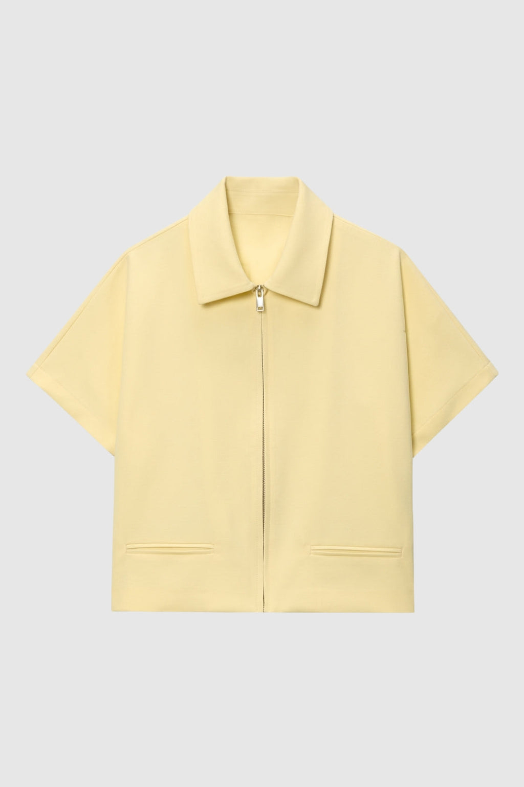 Cropped Zip Jacket with Lapel – Casual Chic Short Jacket