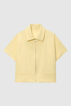 Cropped Zip Jacket with Lapel – Casual Chic Short Jacket