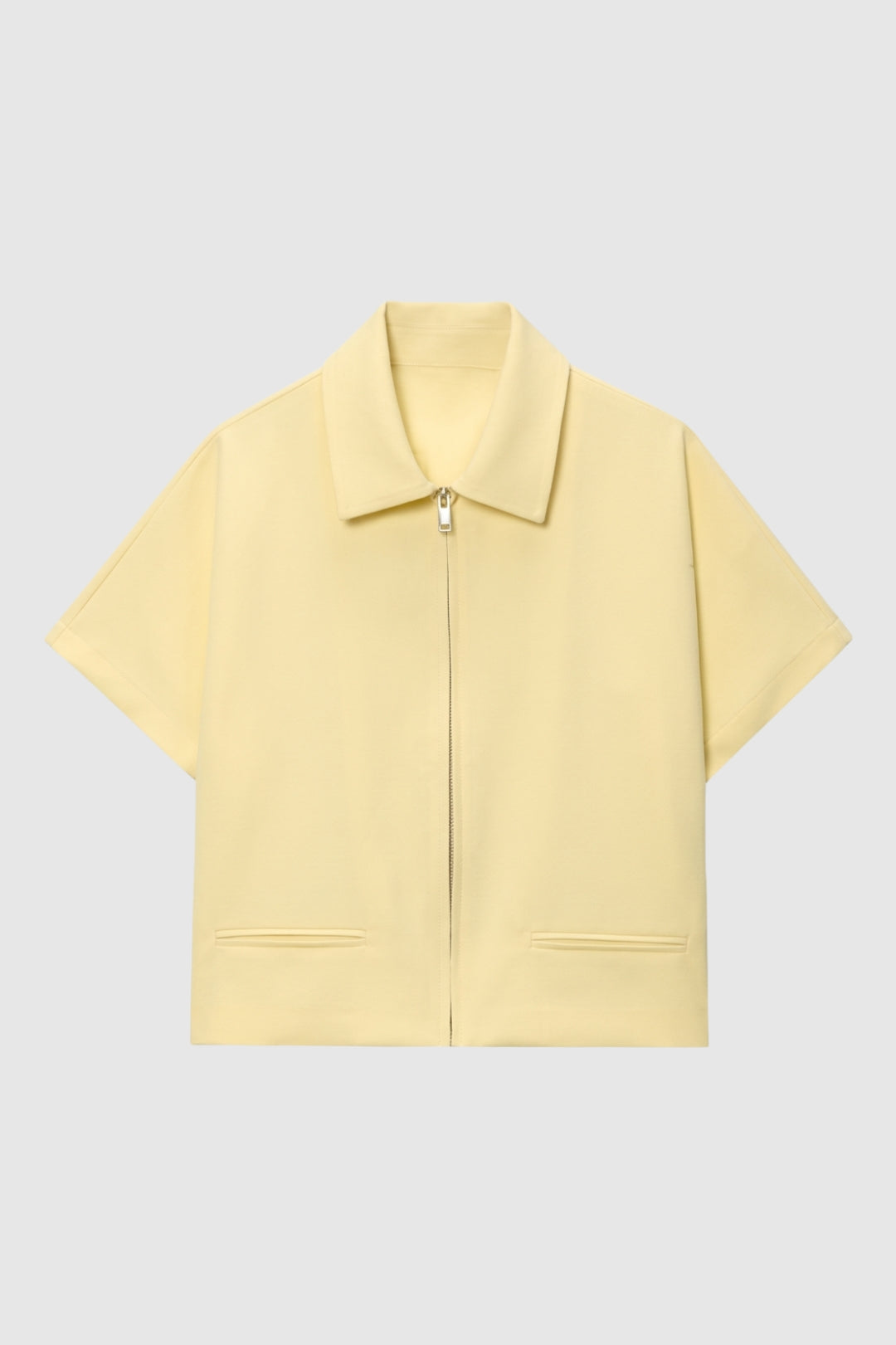 Cropped Zip Jacket with Lapel – Casual Chic Short Jacket