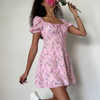 Pink Floral Bohemian Mini Dress – Women's Boho Summer Beach & Holiday Dress | Meave & Ivy
