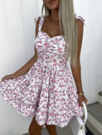 White Floral Ibiza Mini Dress – Women's Boho Summer Beach & Holiday Dress | Meave & Ivy