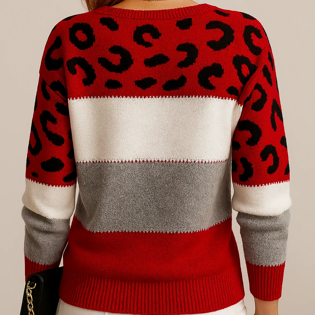 Women's Printed Knit Sweater – Relaxed Long-Sleeve Style