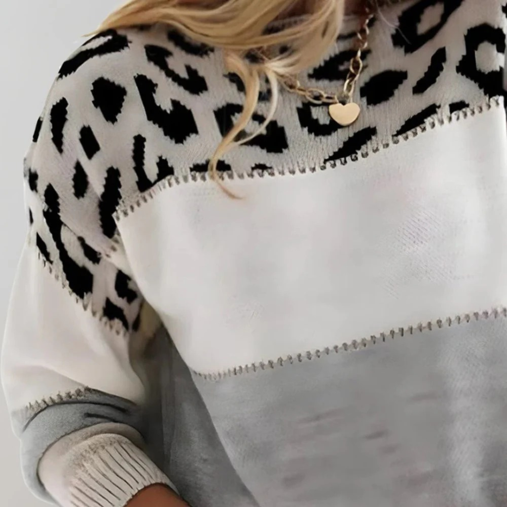 Women's Printed Knit Sweater – Relaxed Long-Sleeve Style