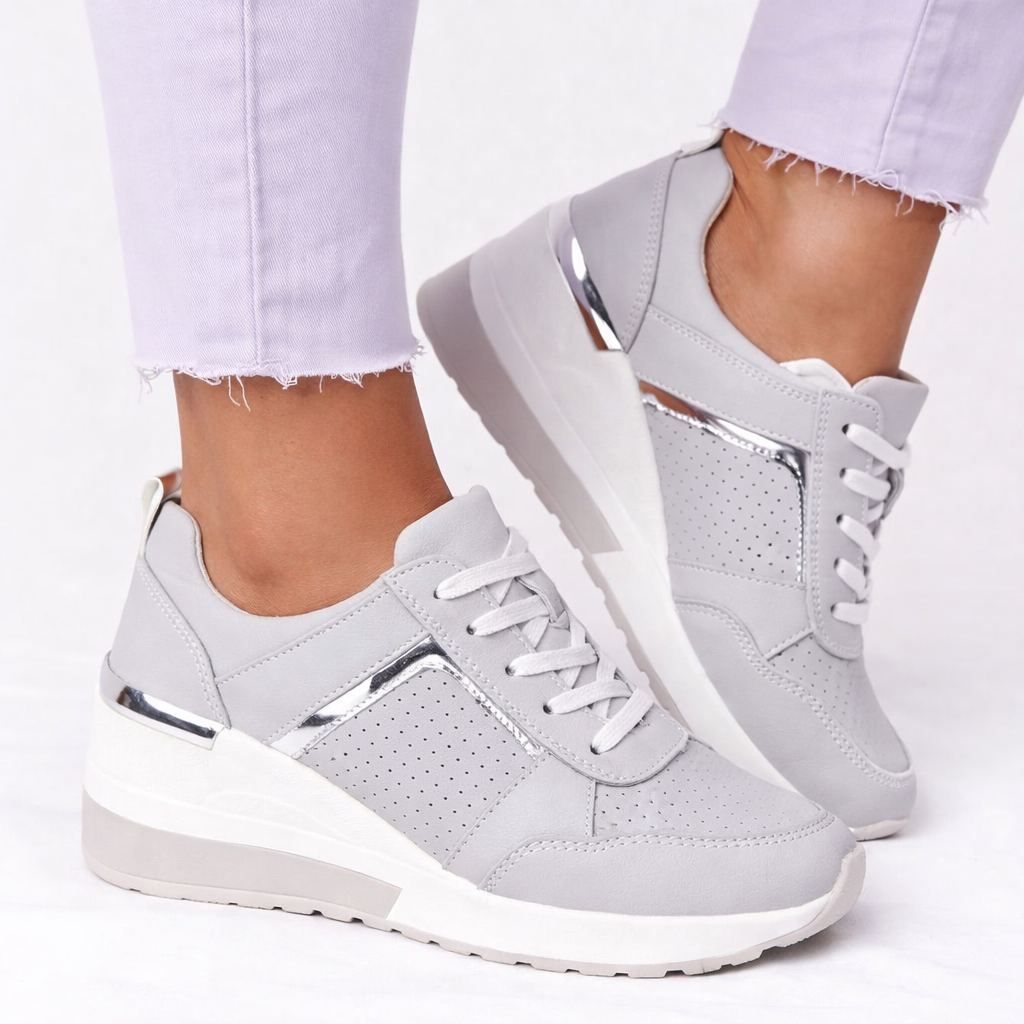 Women's Wedge Trainers with Metallic Trim