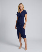 Draped Wrap Midi Dress