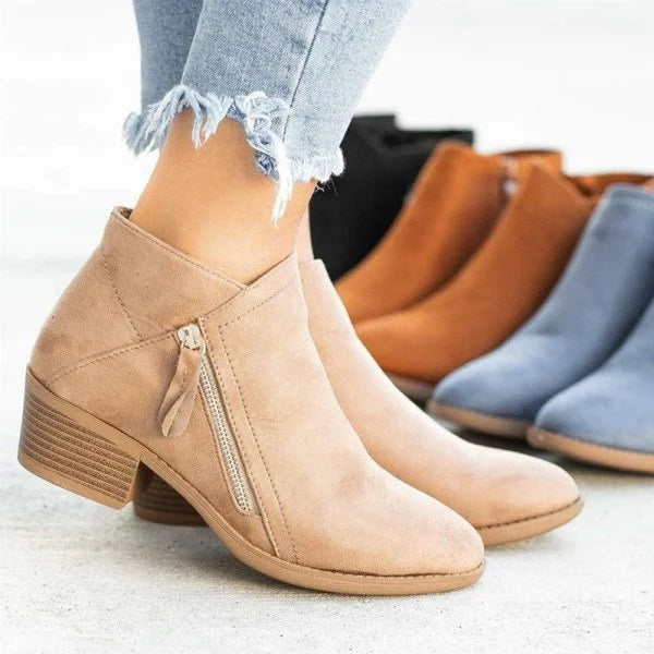 Comfort Boots with Support Insole – Leather Look Ankle Boots