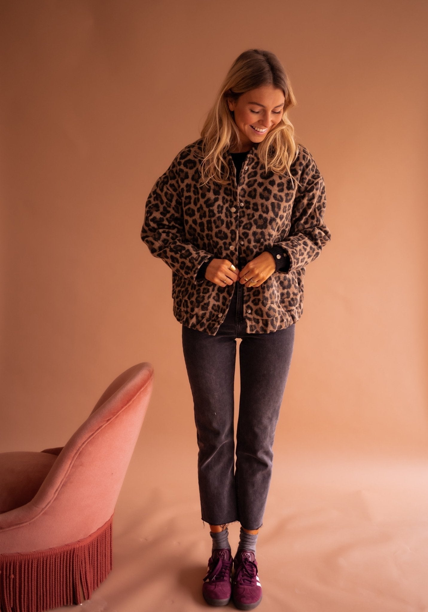 Brown Leopard Print Bomber Jacket – Relaxed Everyday Jacket