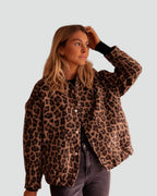 Brown Leopard Print Bomber Jacket – Relaxed Everyday Jacket