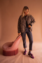Brown Leopard Print Bomber Jacket – Relaxed Everyday Jacket